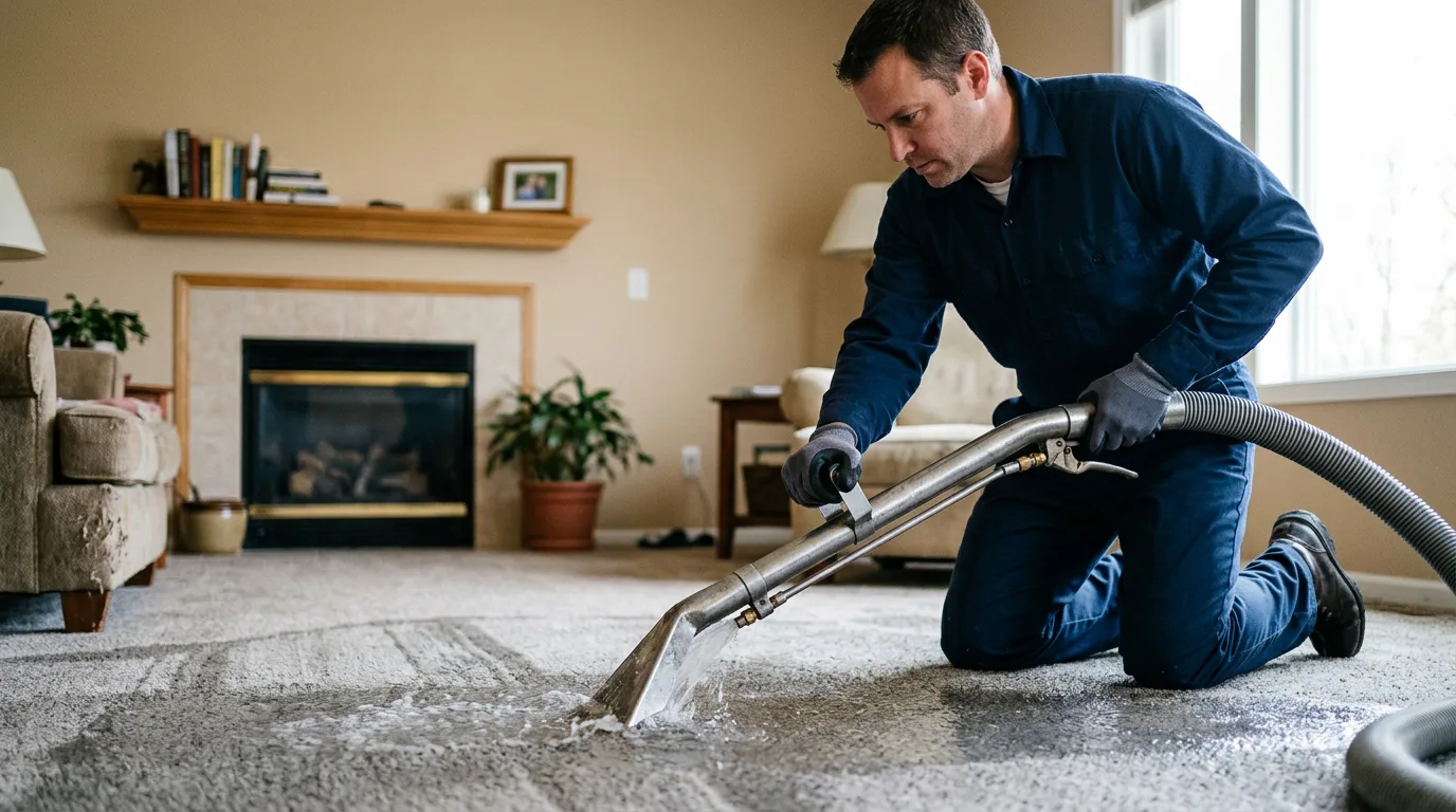 Water damage restoration technician working near Liberty, MO